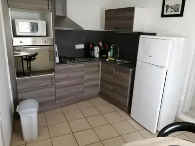 Cuisine ou kitchenette dans l'établissement Entre MER et FORET
