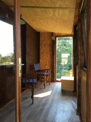 Balcon ou terrasse dans l'établissement Chalet à la campagne