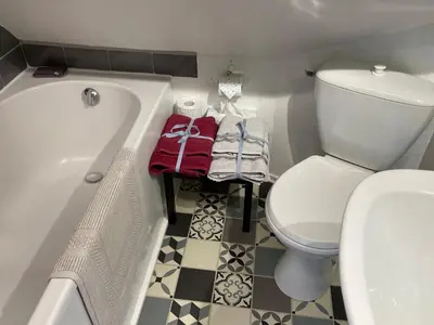 Salle de bains dans l'établissement Gîte HIRONDELLE - PARKING PRIVÉ