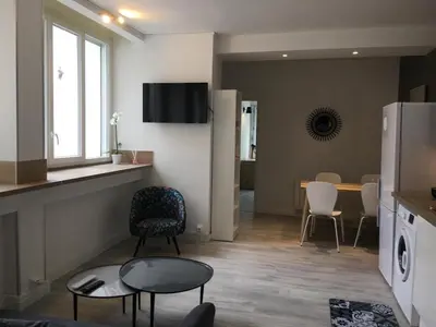 Cuisine ou kitchenette dans l'établissement CosyRouen bouquet parking gratuit