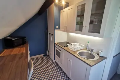 Cuisine ou kitchenette dans l'établissement Gîte Le Balcon Flaubert