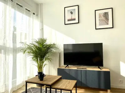 Télévision ou salle de divertissement dans l'établissement L'INDUSTRIEL CHIC, 2 PIECES AVEC VU IMPRENABLE SUR ROUEN