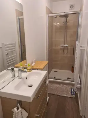 Salle de bains dans l'établissement Appartement de vacances a St Pierre du Vauvray
