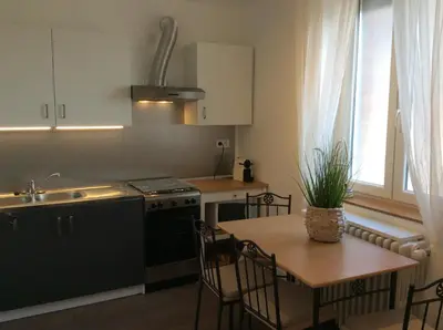 Cuisine ou kitchenette dans l'établissement Appartement de vacances a St Pierre du Vauvray