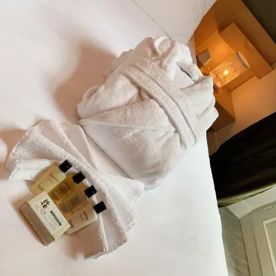 Un ou plusieurs lits dans un hébergement de l'établissement Suite Cosy Flat - Hyper-Centre avec sauna privatif