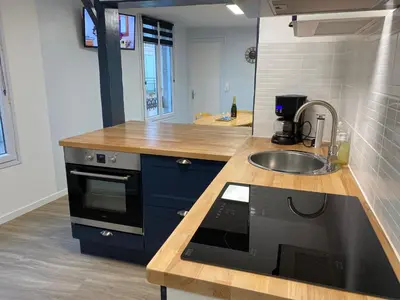 Cuisine ou kitchenette dans l'établissement L’Escapade Normande