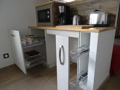 Cuisine ou kitchenette dans l'établissement Le Panorama - Vue mer