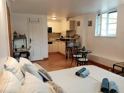 Cuisine ou kitchenette dans l'établissement La Vicomté - Quai Henri IV - WIFI gratuit