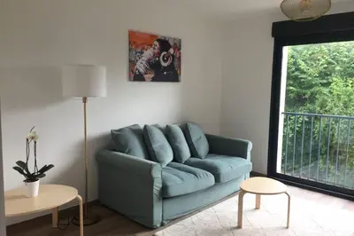Coin salon dans l'établissement Superbe appartement avec vue sur la tour Eiffel