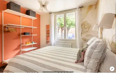 Un ou plusieurs lits dans un hébergement de l'établissement Le 102, Maison avec Terrasse et parking Gare de ROUEN