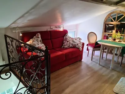 Coin salon dans l'établissement Le petit nid d'aigle - Giverny