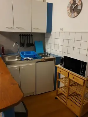 Cuisine ou kitchenette dans l'établissement studio jonquille