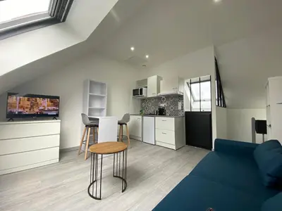 Cuisine ou kitchenette dans l'établissement Casamara 3 studio au coeur du parc de la Hotoie