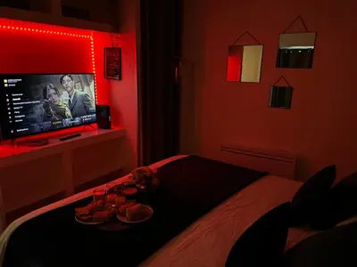 Télévision ou salle de divertissement dans l'établissement Appart' Studio cooconing - Champs Elysées - NETFLIX
