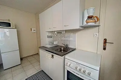 Cuisine ou kitchenette dans l'établissement Appartement avec vue sur le port et proche de la mer