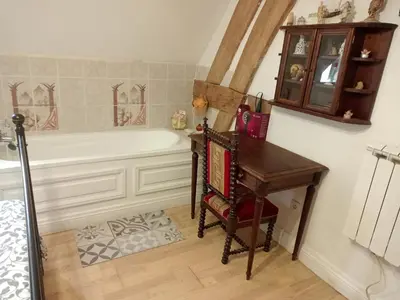 Salle de bains dans l'établissement Bergerie Bracquetuit