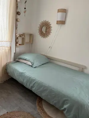 Un ou plusieurs lits dans un hébergement de l'établissement Chambre d'hôte dans manoir près du Tréport et Mers-les-Bains