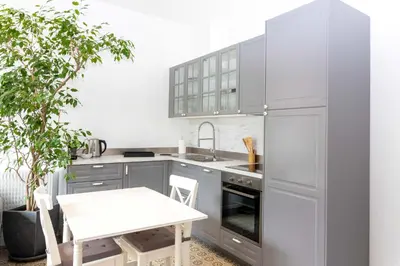 Cuisine ou kitchenette dans l'établissement La maison de Michel
