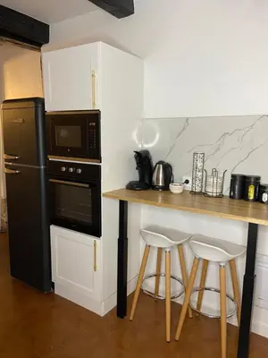 Cuisine ou kitchenette dans l'établissement Appartement Rouen Le Voltaire Home