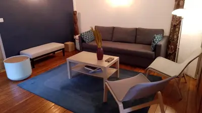 Coin salon dans l'établissement Loft en duplex avec vue sur plage et chenal