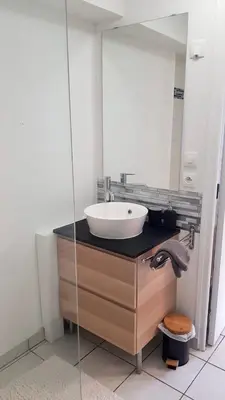 Salle de bains dans l'établissement Le First Auversois charmant studio avec jardinet