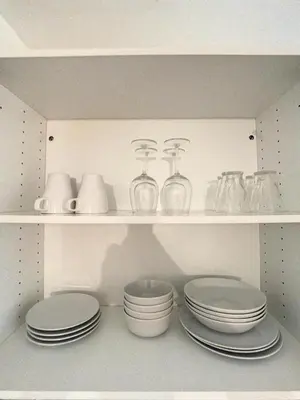 Cuisine ou kitchenette dans l'établissement GRAND T2 GARE AMIENS TOUT CONFORT 2PERS WIFI