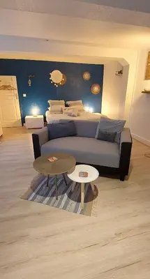 Coin salon dans l'établissement Le petit Matelot au 1 er étage à 10min à pieds du centre ville