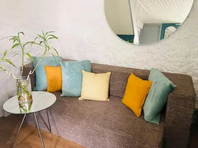 Coin salon dans l'établissement Cocooning little house in french Vexin