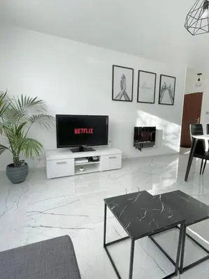 Télévision ou salle de divertissement dans l'établissement Grand F3 à 30mn de Paris - Terrasse + Parking privé