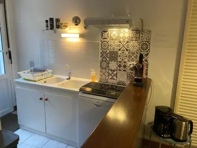 Cuisine ou kitchenette dans l'établissement Le Logis de Pélagie
