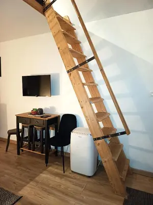 Télévision ou salle de divertissement dans l'établissement logement Mezzanine salon indépendant