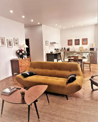Coin salon dans l'établissement Magnifique Appartement l'Aigrette