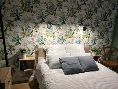 Un ou plusieurs lits dans un hébergement de l'établissement Magnifique Appartement l'Aigrette