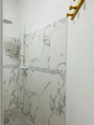 Salle de bains dans l'établissement Magnifique Appartement l'Aigrette