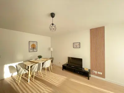 Télévision ou salle de divertissement dans l'établissement Bel appartement pour 6 avec parking - Rive gauche - 183