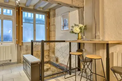 Coin salon dans l'établissement Le Nid Vouté charmant appartement avec terrasse situé au coeur de Roue