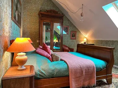 Un ou plusieurs lits dans un hébergement de l'établissement La Souveraine - Cottage - Château Le Bas Bleu