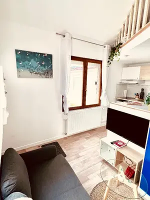 Cuisine ou kitchenette dans l'établissement Les studios de la Villa Jules Verne