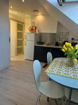 Cuisine ou kitchenette dans l'établissement Magnifique logement, confortable et paisible.