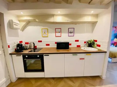 Cuisine ou kitchenette dans l'établissement Le Pop