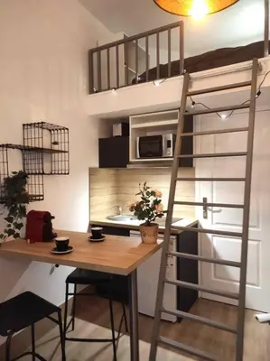 Cuisine ou kitchenette dans l'établissement Studio atypique centre Rouen